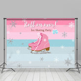Lofaris Pink Blue Roll On Over Ice Skating Party Backdrop